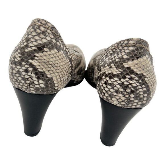 AGL Pumps Shoes Women's 39.5 Multi-Color Almond Toe Snakeskin Embossed Leather - Picture 4 of 12